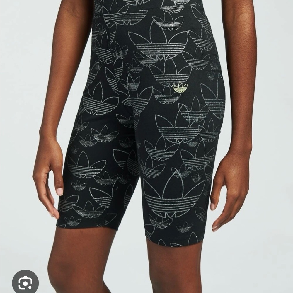 Adidas Women's Black and Gray Logo Bike Shorts